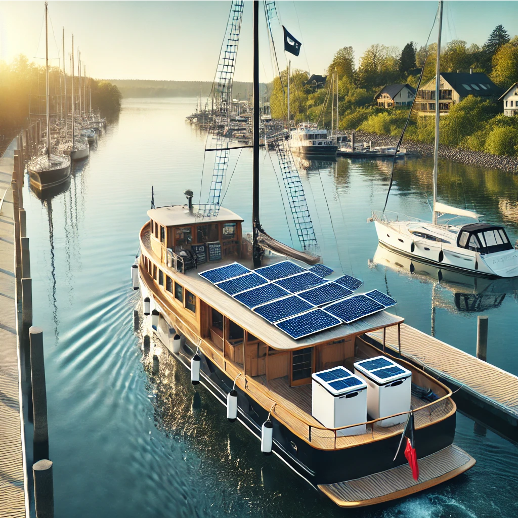 Boat with solar panels